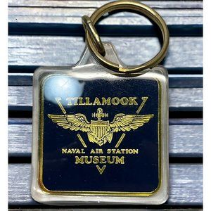 Vintage Tillamook OR Naval Air Station Museum Keychain US Navy Eagle Shield NAS